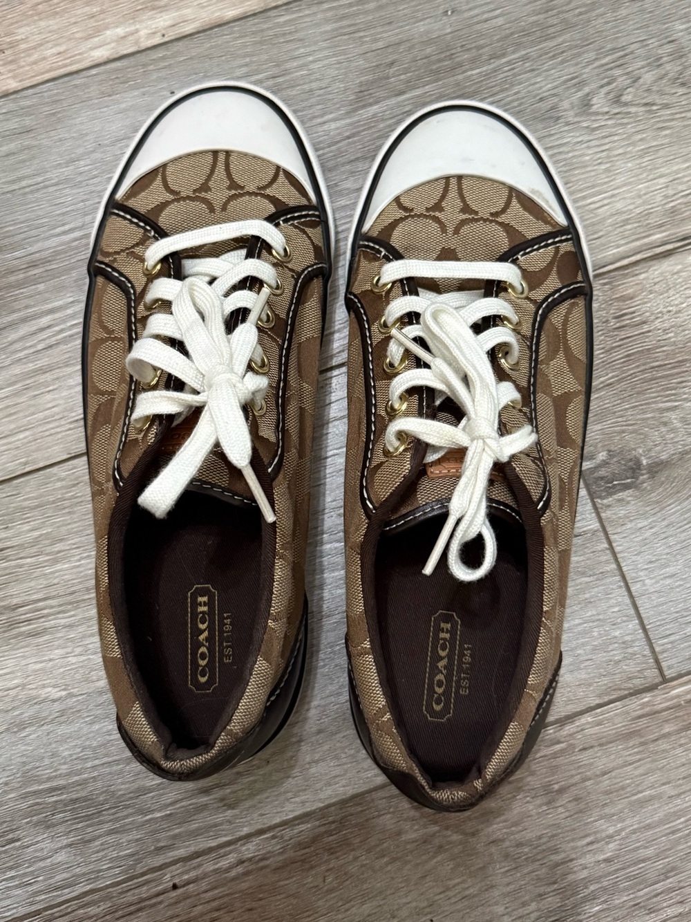 Coach Barrett Tan & Cream Signature Canvas Sneakers